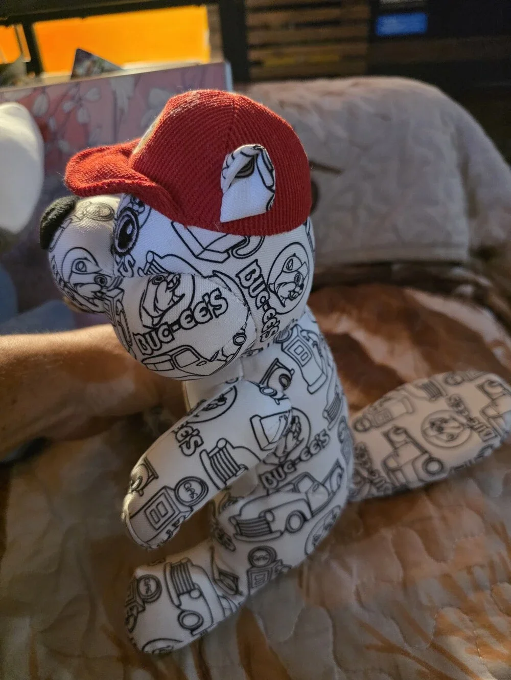 Bucees Plush Bear Toy - White with Red Hat
